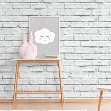 Imagem de Papel De Parede Adesivo impermeável Para Sala Quarto e Cozinha Lavável Auto Colante Vinil (Tijolinho Branco-Rolo 1m)