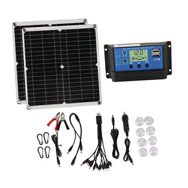 Imagem de Hilitand Kit de Painel Solar de 50W, Operação Simples de Carregamento USB Dispositivo Aplicável, Desempenho Superior, Kit de Painel Solar Portátil, para Pilotagem Ao Ar Livre, Montanhismo,