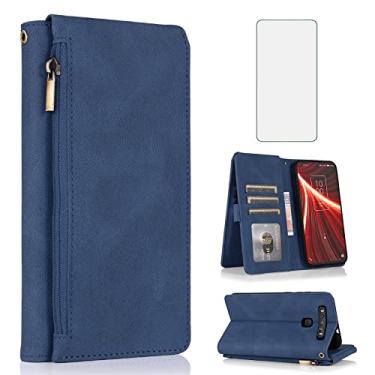 Imagem de Compatível com TCL 10 5G UW Verizon capa protetora de tela de vidro temperado e capa flip de couro com zíper suporte para cartão acessórios para celular para TCL105GUW TLC 105GUW G5 5GUW T790S