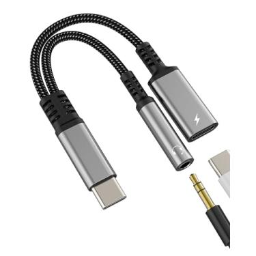 Imagem de Adaptador de áudio USB C para fone de ouvido de 3,5 mm (2 em 1) cabo carregador tipo C para Apple iPhone16 15 Pro Max AUX Jack fone de ouvido compatível com conector divisor Samsung para iPad