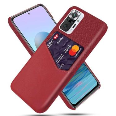 Imagem de Capa para Xiaomi Redmi Note 10 PRO MAX,Tela e tampa de couro PU,Antideslizante,360°cobertura completa à prova de choque com 1 slot de cartão atrás,Prevenção de queda-Red