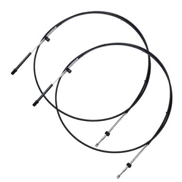 Imagem de OQUQO 2 peças de cabos de acelerador e câmbio de barco de 3 m – Conjunto de controle remoto 600A Gen I para motores de popa | Substituições de cabo de acelerador e câmbio compatíveis com motores