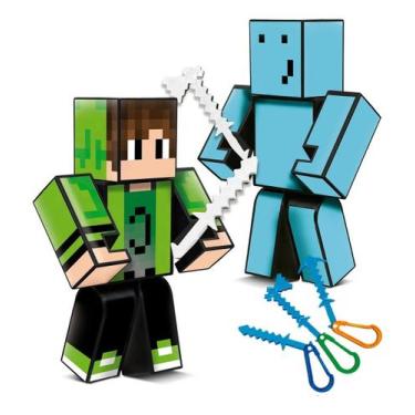 Imagem de Boneco Mine Kit Youtubers Cadres E Problems 25cm 2un Craft - Algazarra