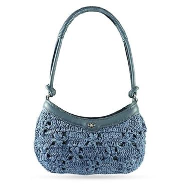 Imagem de Sam Edelman Bolsa de ombro Layla floral ráfia, Jeans azul