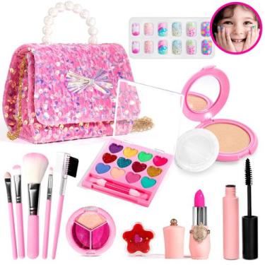 Imagem de Kit de maquiagem ULOVEME para meninas de 3 a 10 anos com unhas e rímel