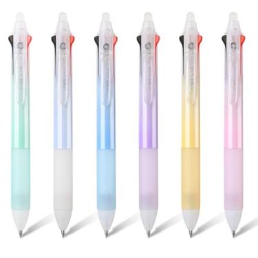 Imagem de BAYTORY 6 canetas apagáveis de 3 cores, caneta retrátil de ponta fina de 0,5 mm com borracha, cores sortidas, canetas de gel apagáveis de secagem rápida, escrita suave para palavras cruzadas