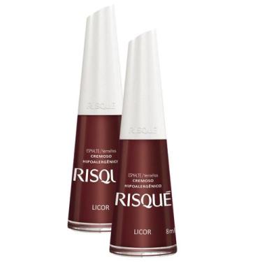 Imagem de Kit 2 Esmalte Risque Vermelho Cremoso Licor com 8ml - Risqué