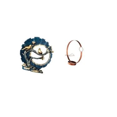 Imagem de Fenteer Estatueta de Resina para Decoração de Casa E Exibição de Estante com Suporte de Ferro para Garrafas de Vinho, Organizador para Sala de Estar, Armazena