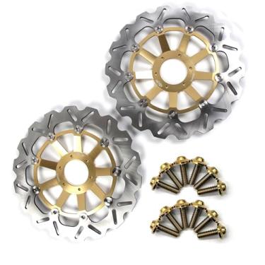 Imagem de Discos de freio dianteiro Arashi Rotores com parafusos de montagem para Honda CBR900RR (não 893cc) 1998-1999, CBR919RR 1998-1999, CB1300 1999-1900, CB1300 X4 SC38 1997-1999, 9, ouro