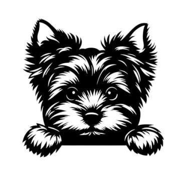 Imagem de Quadro Decorativo Cachorro em MDF, Arte em Corte Laser, 23x23cm, Preto, Montagem em Parede (Yorkshire, 23cmx23cm)