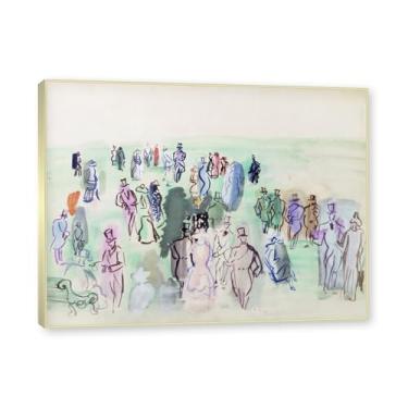 Imagem de NHLDZYH Moldura champanhe. Folhas impressionistas, (relvado à beira do rio) de Raoul Dufy, reprodução de quadros, quadros de pinturas famosas, imagem murais quartos. 70x90cm