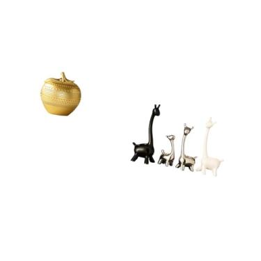 Imagem de Fenteer Escultura Moderna de Resina com Frutas E Girafas, Enfeite Criativo de Mesa para Escritório, Quarto, Estante, Sala de Jantar