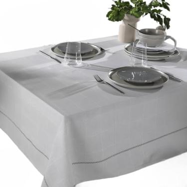 Imagem de Dohler - Toalha de Mesa Retangular 6 Lugares Dohler Limpa Fácil Iara Cinza 1,40m x 2,10m -