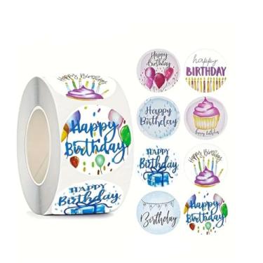 Imagem de 500 adesivos de aniversário à prova d'água adesivos viniais para embrulho de presente, decorações de festa, enfeites de bolo, lembrancinhas de aniversário