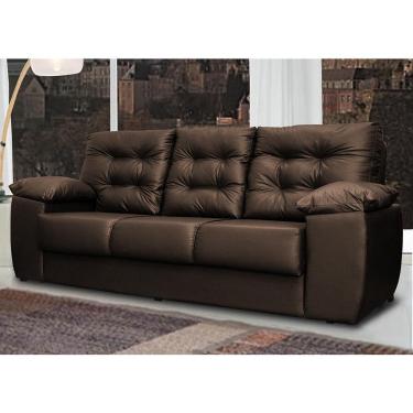 Imagem de Sofá Luxemburgo 3 Lugares 2,02m Tecido Courino Marrom