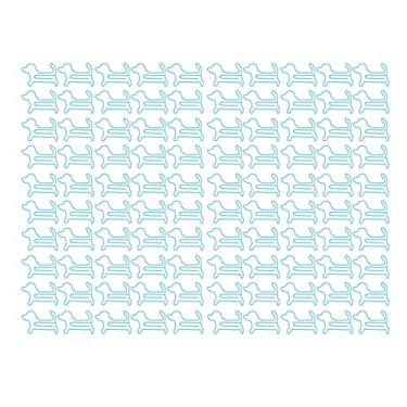 Imagem de Clipes de papel em formato de cachorro 100 unidades, bonitos, resistentes ao deslizamento, material escolar de escritório requintado, organizador de documentos leve e portátil (Azul)