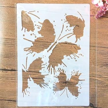 Imagem de TIAMECH A4 Estêncil de borboletas de tinta reutilizável para pintura - modelo de camadas de respingo de tinta, arte de parede DIY, móveis de madeira, álbum de recortes e artesanato (21 x 29,7 cm)