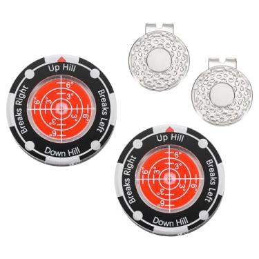 Imagem de YELARXI 2 peças de leitor verde de golfe, marcador de bola de golfe com bolha de auxílio de leitura verde de alta precisão e clipe magnético para tampa - adequado para (treinamento/acessórios/presente