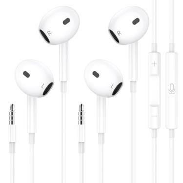 Imagem de Pacote com 2 fones de ouvido com fio, chamadas ultra claras e sem ruído, fones de ouvido com fio de 3,5 mm, fones de ouvido com microfone, compatíveis com iPhone/iPad/Android/laptop/PC.