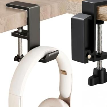 Imagem de Headphone Stand, Foldable Headset Hanger - Removable Headphone Holder Hook Mount, Adjustable PC Gaming Headset Stand Holder Clip Under Desk Clamp for Airpods Max, HyperX, Sennheiser