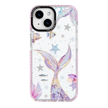 Imagem de ChiCaseVer Capa para iPhone 13, estampa de sereia mágica com cauda iridescente, proteção contra quedas de nível militar, linda capa protetora de TPU macio e fino com proteção de câmera para mulheres e
