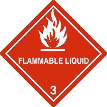 Imagem de SmartSign Etiquetas de líquido inflamável DOT Hazmat Classe 3 com símbolo - diamante de 10 x 10 cm, vinil de 4 mm com adesivo permanente, etiquetas de envio/embalagem/manuseio, vermelho/branco