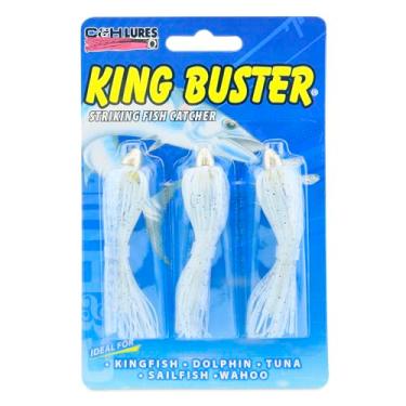 Imagem de C&H Lures, Isca King Buster, saia azul mancha/brilhante, cabeça de 1/226.8 g, 6.3 cm, 3 peças