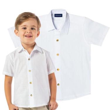 Imagem de Camisa Infantil Social Casual Branca Algodão Manga Curta - Vrasalon, B