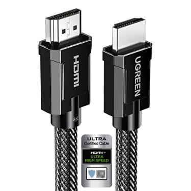 Imagem de UGREEN Cabo 8K HDMI 2.1 certificado 6.6FT, cabo HDMI 10K de ultra alta velocidade 4K 240 Hz 48 Gbps HDCP 2.2 e 2.3 eARC HDR Dolby compatível para PS5 Xbox Series X Nintendo Switch Roku TV Lap