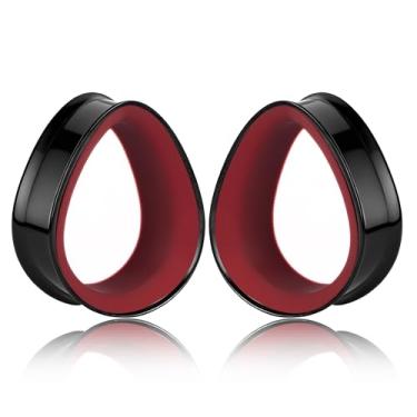 Imagem de Maxbott Medidores de orelha em forma de gota 0G (8 mm) - 3/4" (19 mm) Oco 316 aço inoxidável alargado duplo alargador alargador alargador brincos brincos joias para mulheres e homens, 16mm(5/8"), Aço