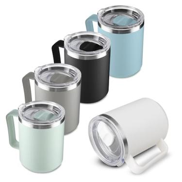 Imagem de Caneca Térmica com Tampa, 450ml, Aço Inox Parede Dupla, Verde, Café