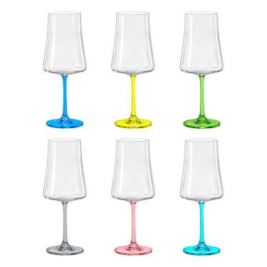 Imagem de Taça de Cristal Bohemia 560 ml Colorida Xtra 6 Peças