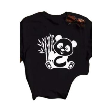 Imagem de Camiseta Feminina Solta De Verão Com Estampa De Coração De Panda, Mang