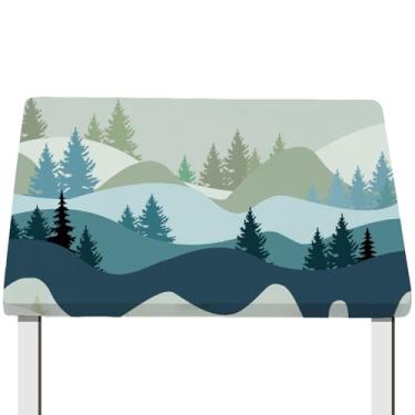 Imagem de CREATCABIN Toalha de mesa com cenário de montanha, retangular, impermeável, floresta, jogo americano, toalha de mesa, limpável, à prova de derramamento, para mesa de jantar, festa, reuniões, jantares