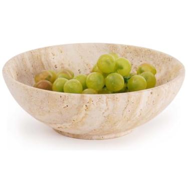 Imagem de SPESHSTONES Tigelas pequenas decorativas de travertino para balcão de cozinha, prato de servir de pedra ideal para centro de mesa de café e jantar, porta-chaves para decoração de entrada