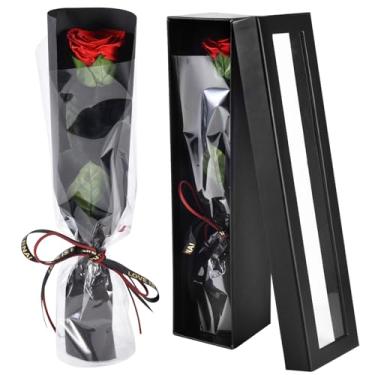 Imagem de Aodse Rosa de flor preservada única de luxo, rosa única de 30 cm para o dia dos namorados, aniversário, namorada, esposa, mãe nunca murcha Rosas Eternas (vermelho clássico)