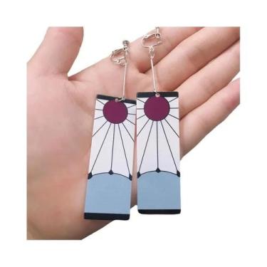 Imagem de Brincos Longos De Anime Tanjiro Demon Slayer Hanafuda, Clipe De Orelha