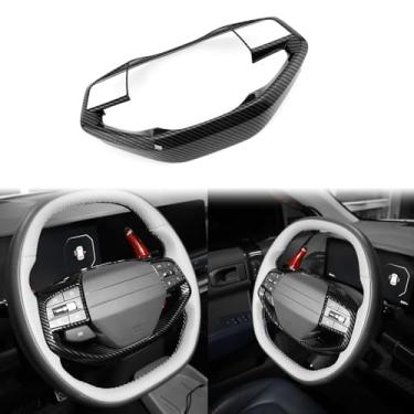 Imagem de JUIVEEL Capa de moldura de volante de carro ABS para painel de volante compatível com acessórios Kia K4 2025, Kia EV6 2025, Kia Sportage 2026, Kia EV3, Kia EV4 (estilo de fibra de carbono)