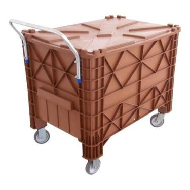 Imagem de Caixa Completa C/ Tampas, Rodas, Cabo 370 Litros MARROM - jsn