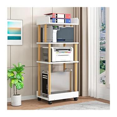 Imagem de Prático suporte móvel de torre de policarbonato de 2/3/4 níveis com armazenamento, prateleira para impressora de chão com rodas giratórias para escritório doméstico (4 camadas)