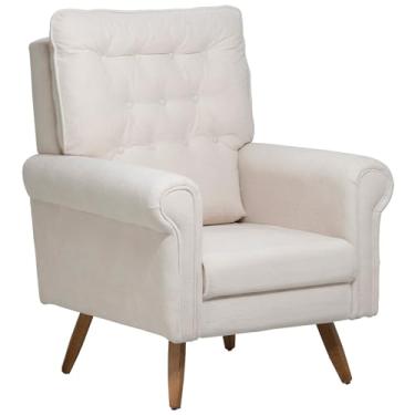 Imagem de Poltrona de Amamentação Fixa Pés Manu Encanto D02 Bouclê Off White C-200 - Lyam Decor