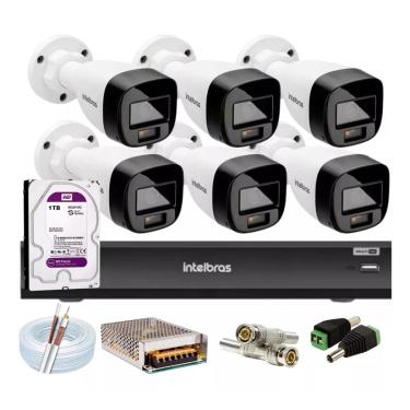 Imagem de Kit Intelbras 6 Cameras Segurança VHD 3220b+ Microfone Audio Full Color Dvr iMhdx 3008 1TB Purple