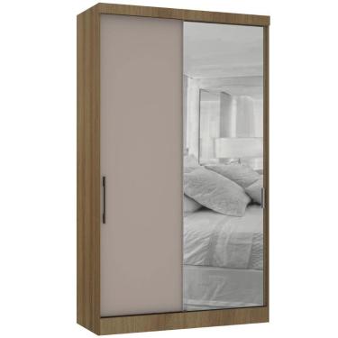 Imagem de Guarda Roupa Modulado 134,50cm 2 Portas De Correr Com Espelho Paris Avelã Pf Com Cinammon Pf