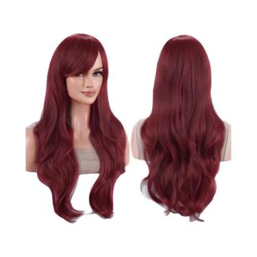 Imagem de Peruca Sintética Colorida De 70cm Com Ondas E Franja Para Mulheres, Fa