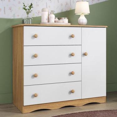 Imagem de Cômoda Infantil 95cm 1 Porta e 4 Gavetas Realeza Multimóveis MP4454, M