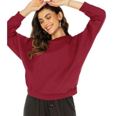 Imagem de Moletom Feminino Recortes Rovitex Vermelho, P, Vermelho
