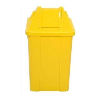 Imagem de Cesto Quadrado com Tampa vai-vem 100L em Polipropileno 100% Proteção UV Preto