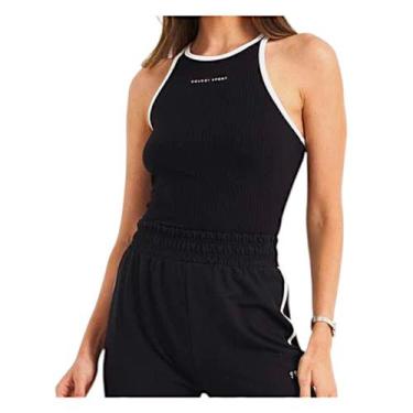 Imagem de Regata Feminina Colcci Sport Slim Fit Canelada Contrast, Preto pace, G