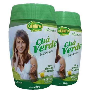 Imagem de Kit 2 Chá verde Sóluvel 220g sabor Limão Unilife