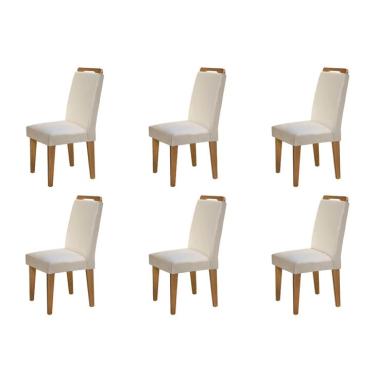 Imagem de Conjunto com 6 Cadeiras Athenas Veludo Creme e Imbuia